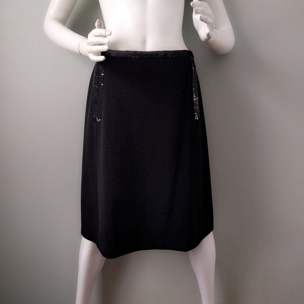 Vintage Chanel Couture Deco Sequin Tuxedo Pencil Skirt 40 S M